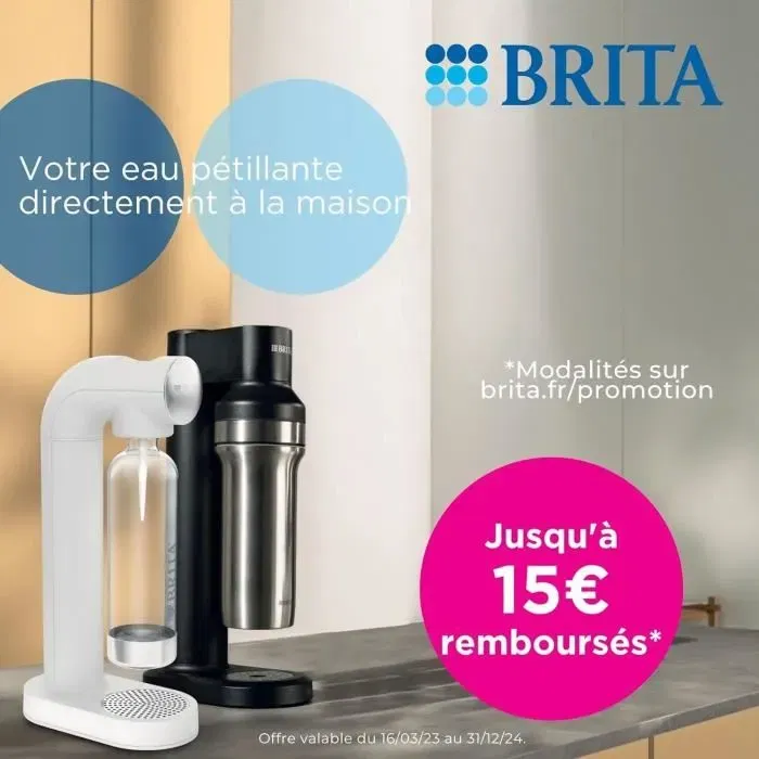 Brita Machine à soda SodaONE noire - 1 bouteille 1 L + 1 cylindre de CO2 inclus - Pour eau gazeuse maison, réduction déchets plastiques