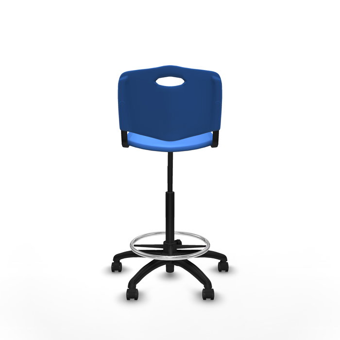 Tabouret Taburete Robledo Pivotant Chlorure de polyvinyle Bleu Structure polyamide noire Sans accoudoirs Sans appui-tête Roulettes autofreinées
