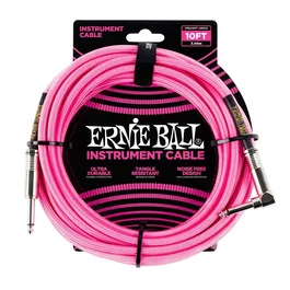 ERNIE BALL Câble d'instrument tressé Jack-Jack 2,54 m - Rose / Néon