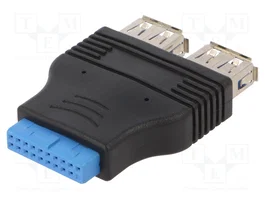 AKYGA Adaptateur USB 3.0 19pin vers 2 ports USB A