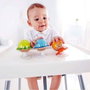 Hape - Sonajeros en cono 3 unidades animales marinos adhesivos con sonidos 25x12x9 cm