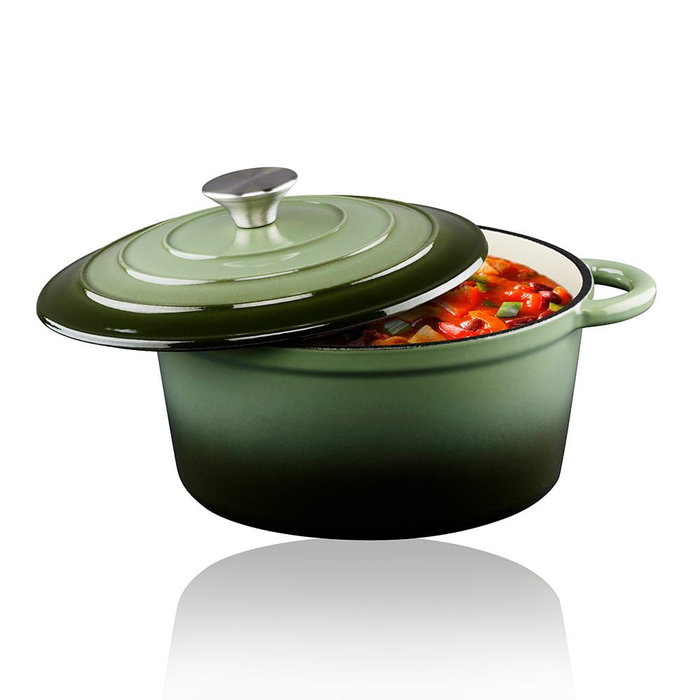 Alpina Casserole en fonte émaillée verte 3,8 L Ø24 x 11,8 cm