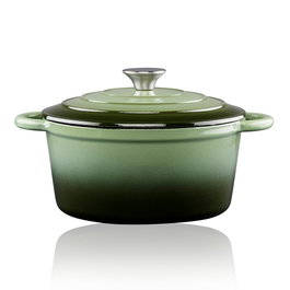 Alpina Casserole en fonte émaillée verte 3,8 L Ø24 x 11,8 cm