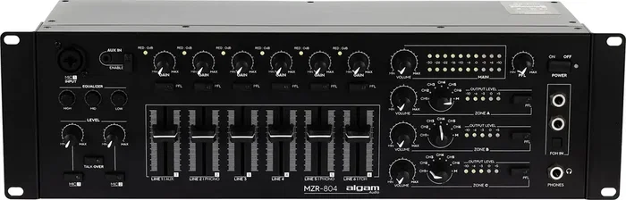 Algamaudio Mélangeur Zone 6+2 Entrées 4 Zones Rackable 8 Canaux Noir - 483x134x184 mm