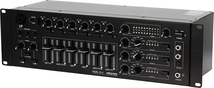 Algamaudio Mélangeur Zone 6+2 Entrées 4 Zones Rackable 8 Canaux Noir - 483x134x184 mm