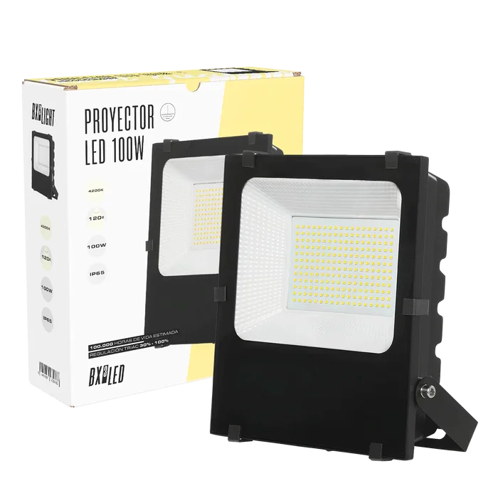 BX3 Projecteur LED extérieur 100W IP65 régulation TRIAC - Focal orientable, 6000K, haute efficacité, lampe longue durée BX3-HVFL100W-FCW