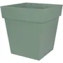 Eda Pot carré Toscane 50 cm - 87 L - 49.5 x 49.5 x 52.5 cm - Vert laurier - Plastique robuste anti-UV et anti-gel pour intérieur et extérieur
