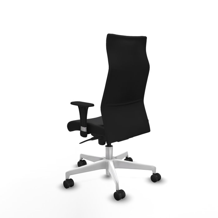 Piqueras Y Crespo Fauteuil Albacete avec mécanisme Synchro, Similpiel Noir, Base Blanche, Accoudoirs 1D
