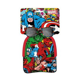 CERDÁ Casquette avec Lunettes de Soleil Avengers Taille 53 cm - Pour Enfants 3 ans et plus - Rouge