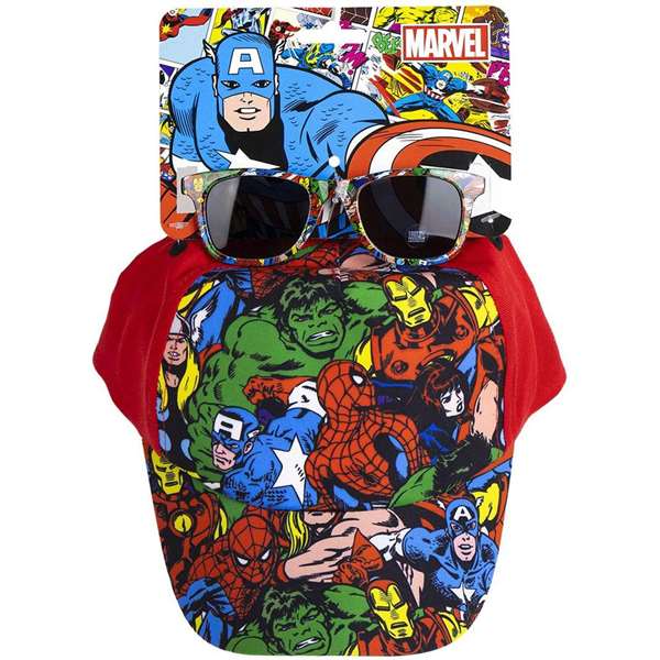 CERDÁ Casquette avec Lunettes de Soleil Avengers Taille 53 cm - Pour Enfants 3 ans et plus - Rouge