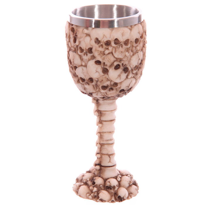 PUCKATOR Coupe décorative à thème tête de mort et colonne vertébrale en résine et métal - 18x7.5x7.5 cm