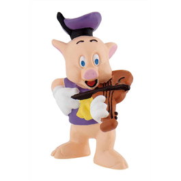 BULLYLAND Figurine Les 3 petits cochons - Cochon au violon en plastique - 6 cm