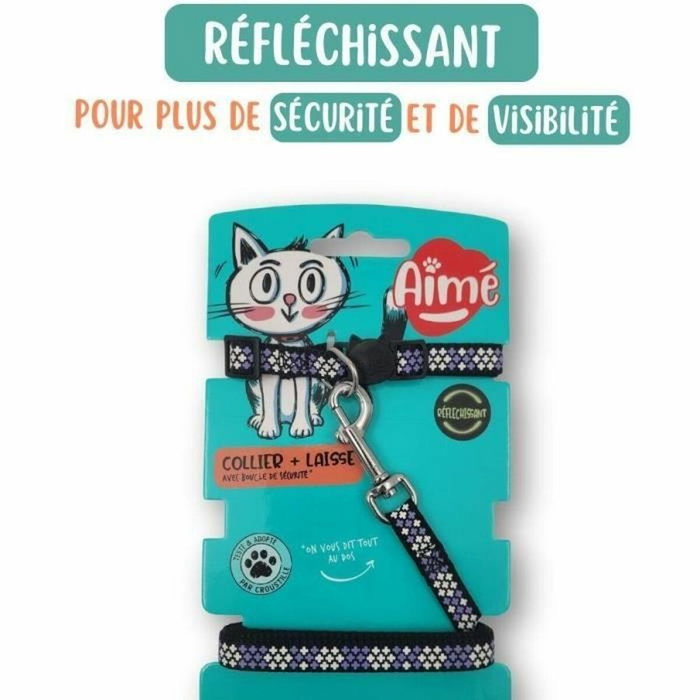Aimé Kit collier & Laisse - Réfléchissant Violet pour Chat Aimé Kit collier & Laisse - Réfléchissant Violet pour Chat