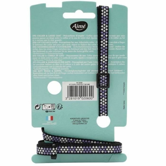 Aimé Kit collier & Laisse - Réfléchissant Violet pour Chat Aimé Kit collier & Laisse - Réfléchissant Violet pour Chat