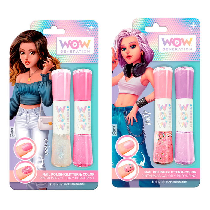 Wow Generation - Jeu de peinture à ongles couleurs et paillettes - Jeu créatif pour enfants de 4 ans et plus - Langues d'instructions: ES, EN, FR, IT, PT, DE, PL