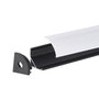 Greenice Profilé en aluminium noir pour ruban LED, installation en angle, diffuseur opale, 2 mètres