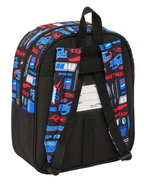 Safta Mochila Guarderia Adapt.Carro Hot Wheels 22x27x10 cm, Sac à dos maternelle adapté aux poussettes, Dimensions 22 x 27 x 10 cm