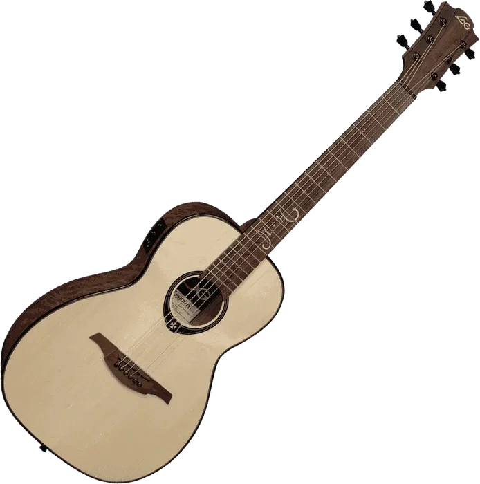 LAG Guitare Acoustique Parlor Michel Haumont T318 A/E Natural, dimensions 116x50x21 cm LAG Guitare Acoustique Parlor Michel Haumont T318 A/E Natural, dimensions 116x50x21 cm