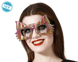 Atosa Lunettes Grandes Multicolores avec Oreilles de Loup et Brillos (20x10cm) Gesicht