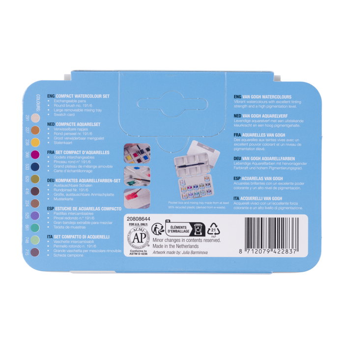 Van Gogh Coffret d'aquarelles aux tons doux avec 12 demi-godets