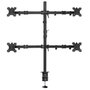 Ewent EW1514 Support de Bureau pour 4 Moniteurs jusqu'à 32 Pouces avec Norme VESA 75x75/100x100 et Gestion de Cables Intégrée