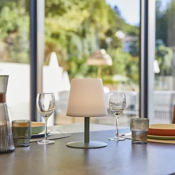 Lumisky Lampe de Table sans Fil STANDY MINI Olive, 25 cm, Acier Vert Olive, LED Blanc Chaud/Blanc Froid Dimmable, IP44, Autonomie 8h
