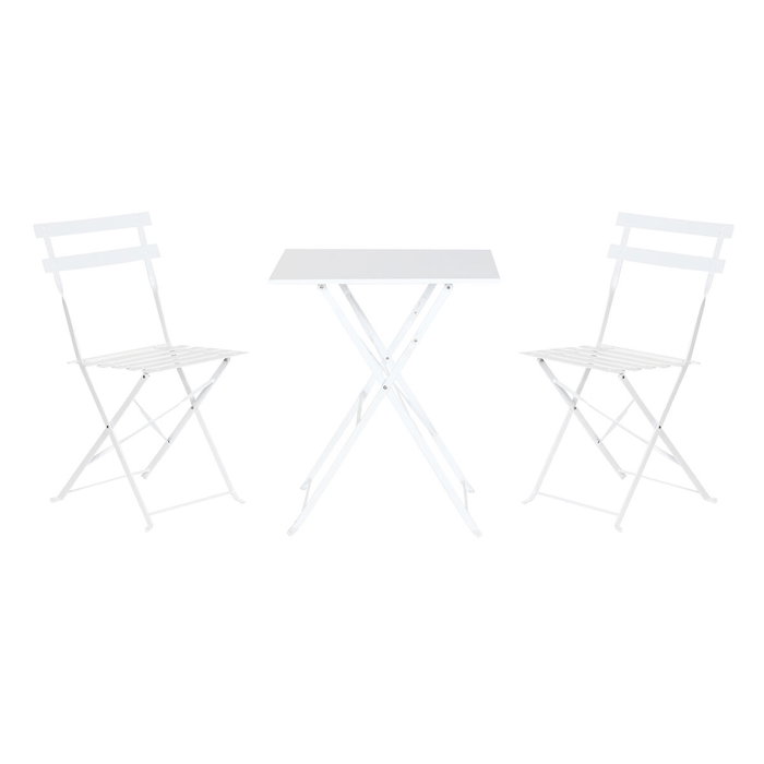 Ensemble Table + 2 Chaises Home ESPRIT Blanc 60 x 60 x 71 cm
