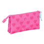 Trousse Fourre-Tout Triple Barbie Corazones Rose 22 x 12 x 3 cm