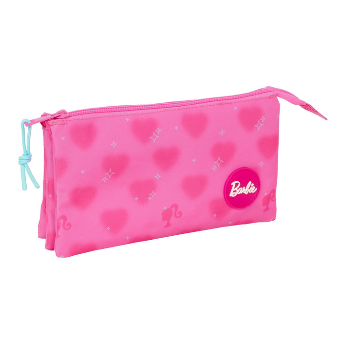 Trousse Fourre-Tout Triple Barbie Corazones Rose 22 x 12 x 3 cm Trousse Fourre-Tout Triple Barbie Corazones Rose 22 x 12 x 3 cm