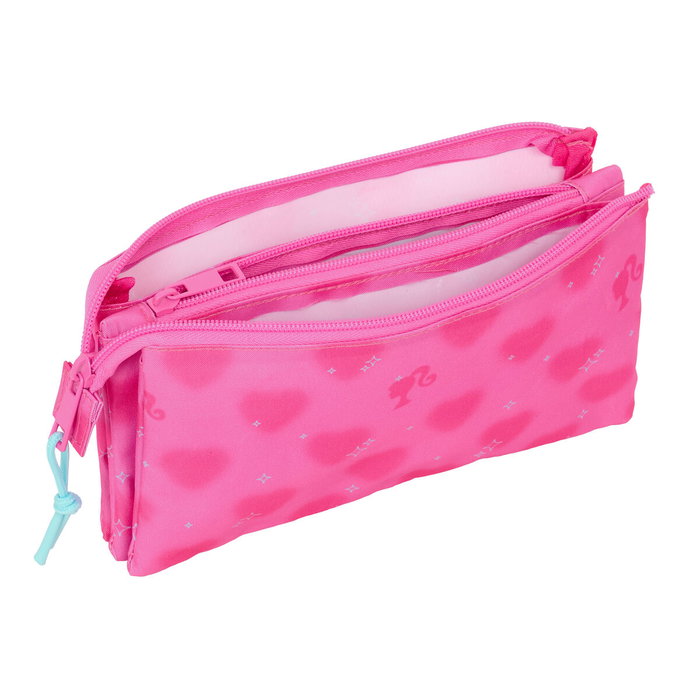 Trousse Fourre-Tout Triple Barbie Corazones Rose 22 x 12 x 3 cm Trousse Fourre-Tout Triple Barbie Corazones Rose 22 x 12 x 3 cm