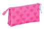 Safta Portatodo Triple Barbie Corazons 22 x 12 x 3 cm, Coffret de Rangement à Trois Compartiments pour Enfants, Thème Coeurs, Recommandé à partir de 3 ans