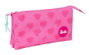Safta Portatodo Triple Barbie Corazons 22 x 12 x 3 cm, Coffret de Rangement à Trois Compartiments pour Enfants, Thème Coeurs, Recommandé à partir de 3 ans
