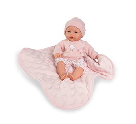Antonio Juan Poupée Bimba llorona avec couverture rembourrée 37 cm, parle en espagnol, ukrainien, français, portugais, allemand, néerlandais, italien, russe, polonais et arabe