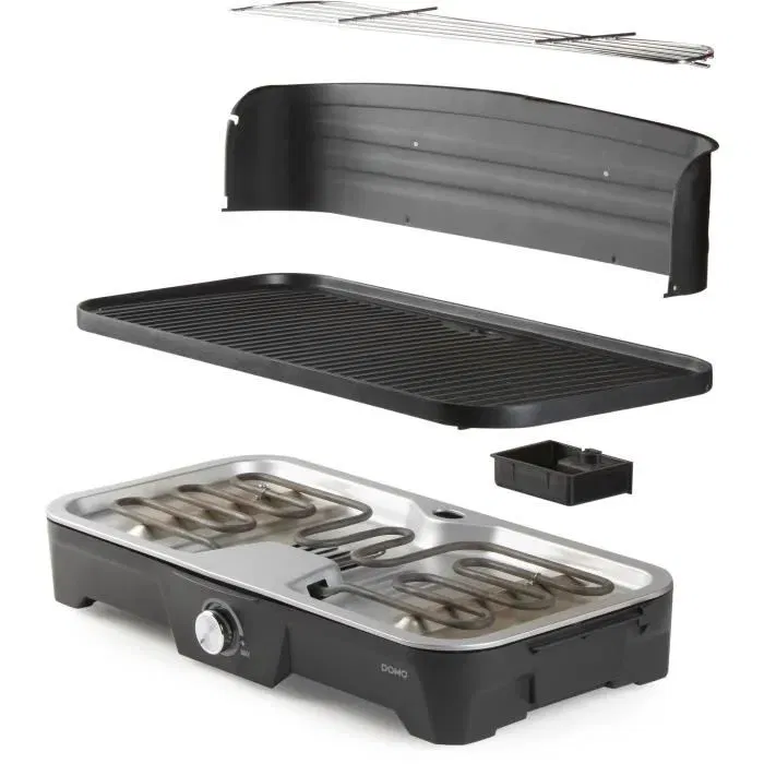 Domo Barbecue électrique de table DO9260G - Grill électrique 2200W - Surface de cuisson 50x25 cm