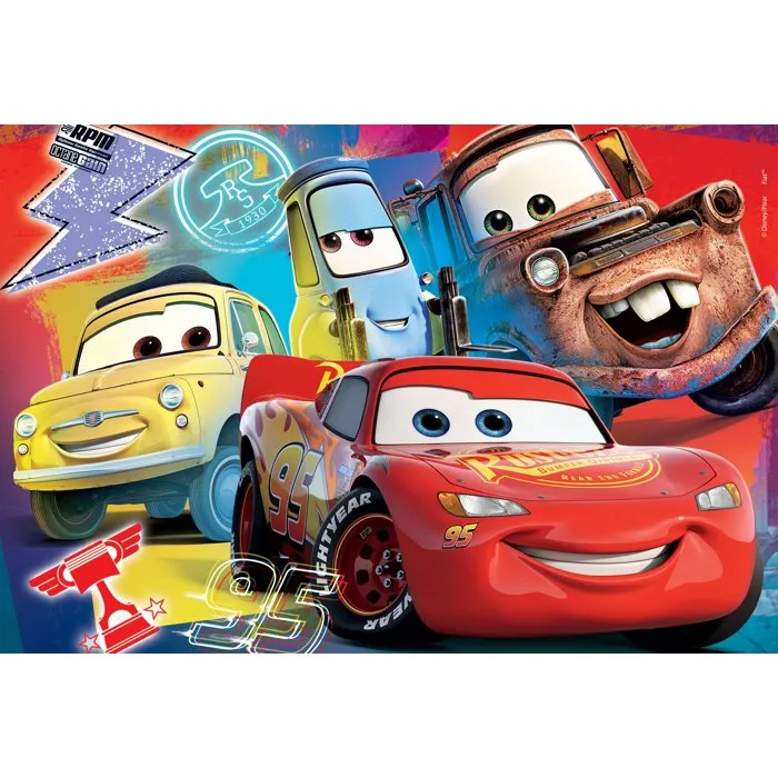 Liscianigiochi Puzzle Maxi Floor double face Cars (Disney/Pixar) - 2 puzzles de 60 pièces - À partir de 4 ans