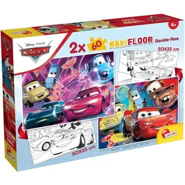 Liscianigiochi Puzzle Maxi Floor double face Cars (Disney/Pixar) - 2 puzzles de 60 pièces - À partir de 4 ans