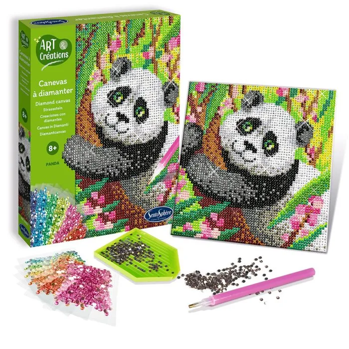 Sentosphere - Canevas a Diamanter - Création à base de mini strass - Panda - Art & Créations - Activité manuelle dès 8 ans