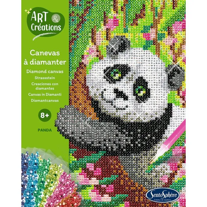 Sentosphere - Canevas a Diamanter - Création à base de mini strass - Panda - Art & Créations - Activité manuelle dès 8 ans