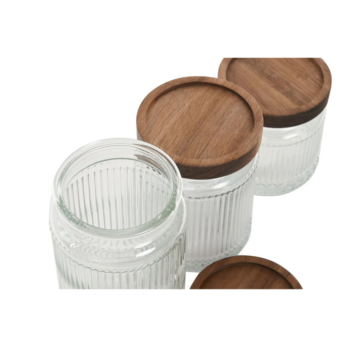 Set de 3 Boites Home ESPRIT Transparent Naturel 700 ml 1 L 3 Pièces