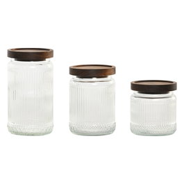 Set de 3 Boites Home ESPRIT Transparent Naturel 700 ml 1 L 3 Pièces
