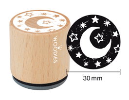Woodies Sceau en bois et caoutchouc lune et étoiles 30mm