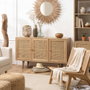 Home Deco Factory Aparador Bali 3 portes en bois et rotin