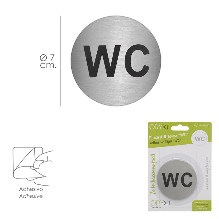 ORYX Plaque Adhésive WC en Acier Inoxydable Ø 7 cm