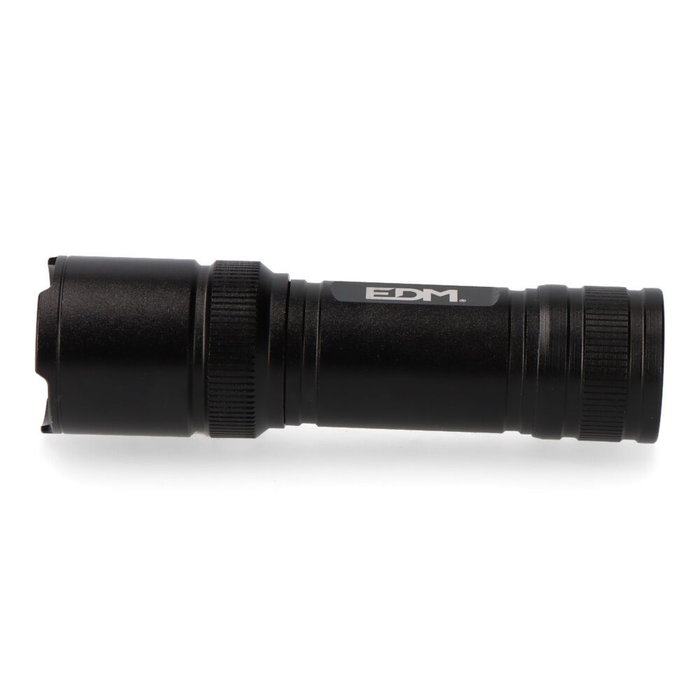 Edm Lampe torche LED tactique 150 lm avec zoom, aluminium, 3 piles AAA incluses, noir