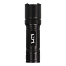 Edm Lampe torche LED tactique 150 lm avec zoom, aluminium, 3 piles AAA incluses, noir
