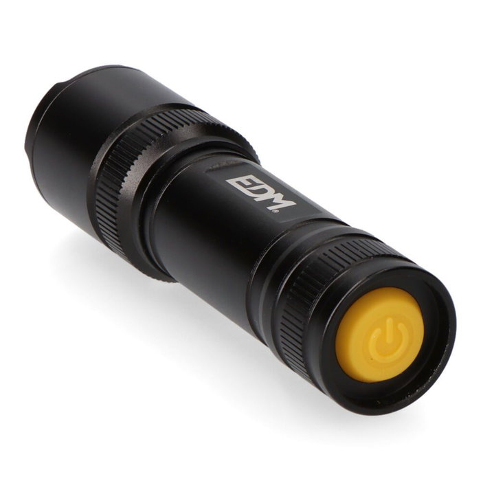 Edm Lampe torche LED tactique 150 lm avec zoom, aluminium, 3 piles AAA incluses, noir