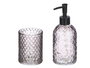 Berilo Set de 2 Distributeurs Verre 410 ml Salle de Bain Gris Diamant 16 x 20 x 8 cm (Set de 12)