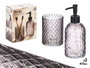 Berilo Set de 2 Distributeurs Verre 410 ml Salle de Bain Gris Diamant 16 x 20 x 8 cm (Set de 12)