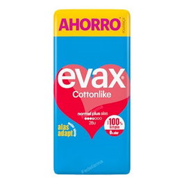 EVAX Serviettes Hygiéniques Cottonlike Normal Plus avec Ailes, 28 Unités
