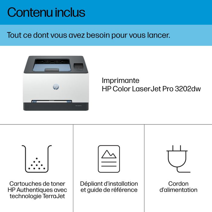 HP Color LaserJet Pro 3202dw - Imprimante laser couleur Wi-Fi avec impression recto verso automatique et port USB HP Color LaserJet Pro 3202dw - Imprimante laser couleur Wi-Fi avec impression recto verso automatique et port USB